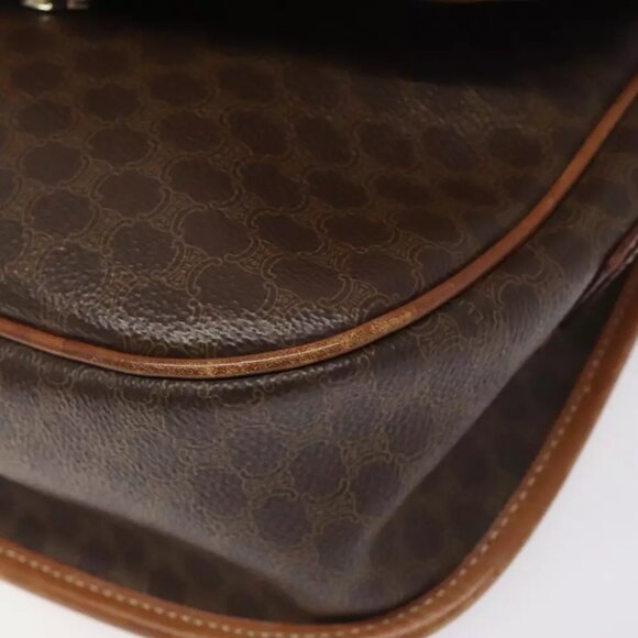 CELINE Macadam Canvas Shoulder Bag PVC Leather Brown Gold Auth 113138 - Picture 11 of 14